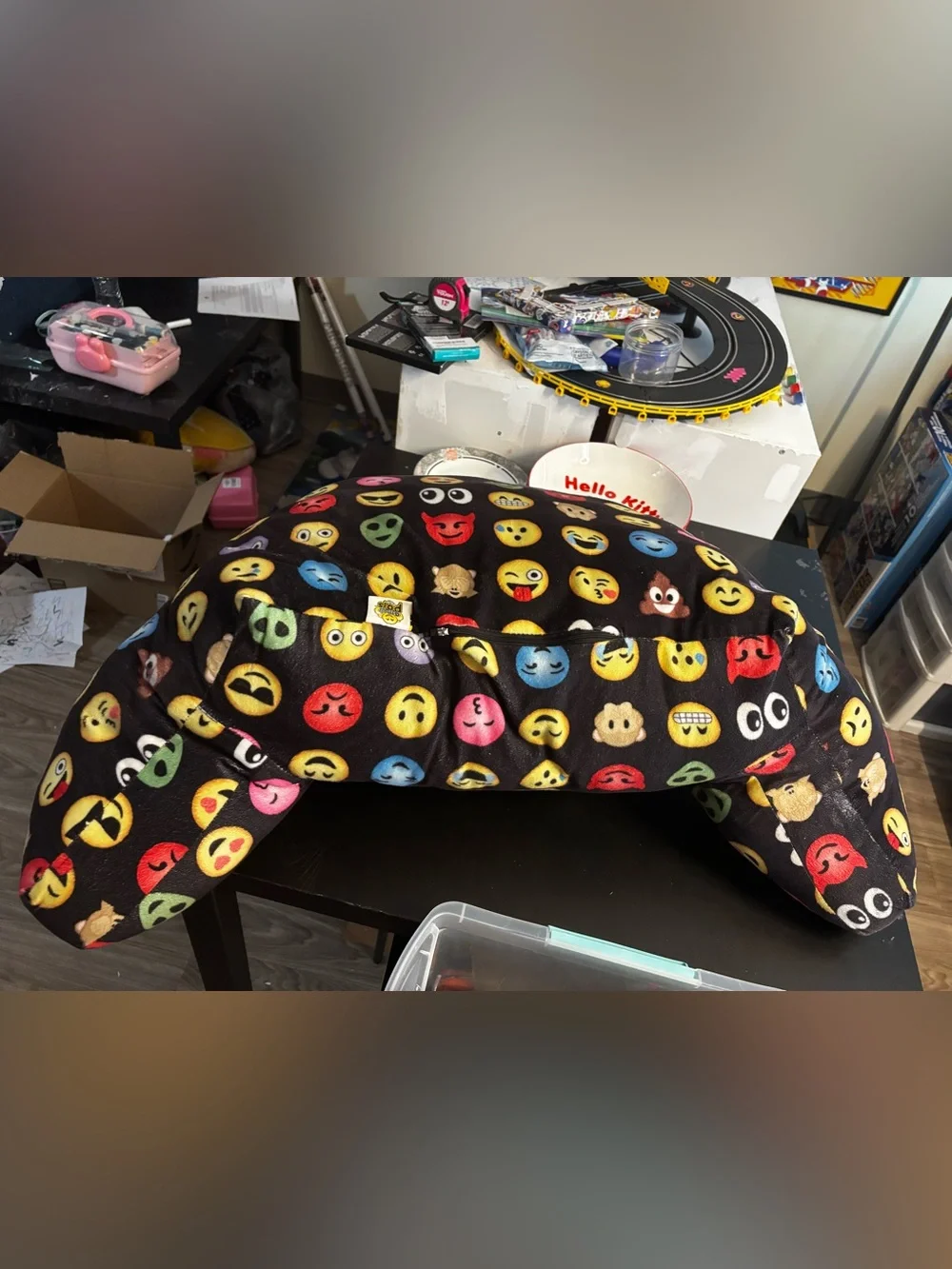Emoji Pattern Arm Pillow - Black